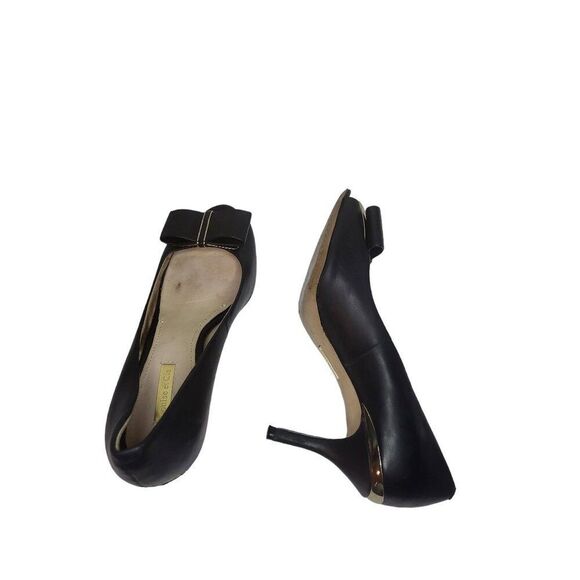 Louise Et Cie‎ Stiletto Heels Women Sz 38.5 EU 8.5B Bowtie Peep Toe Leather Work - Picture 6 of 7